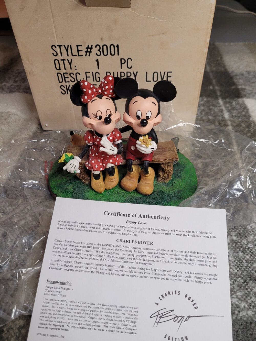 Disney Charles Boyer Puppy Love Mickey Minnie Pluto Figurine COA Original Box